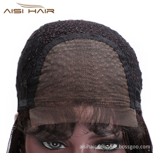 Aisi Hair Senegalese Twist Braided Lace Front Long Wigs Synthetic Ombre Wine Red Lace Front Long Braided Wigs For Black Women